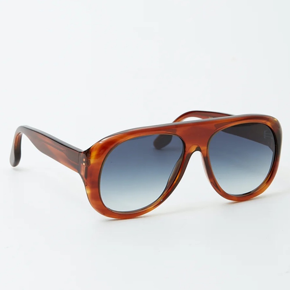 Victoria Beckham Tortoiseshell Sunglasses with Blue Gradient Lenses